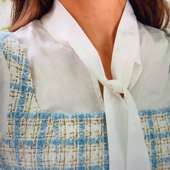 Blue and white tie 2 in one dress - Picture 2 of 5